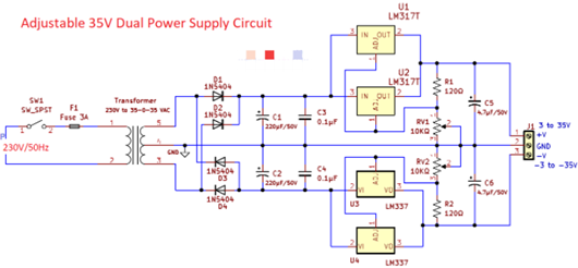 可調(diào)雙電源電路